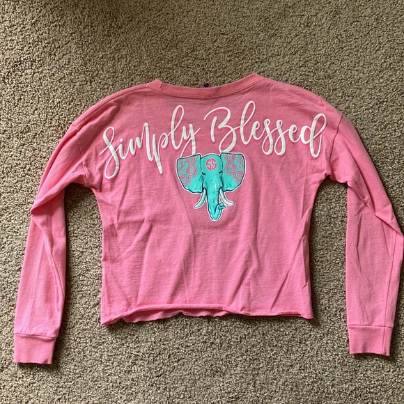 Simply Southern S Pink Cropped Ling Sleeved Tee - Picture 3 of 4